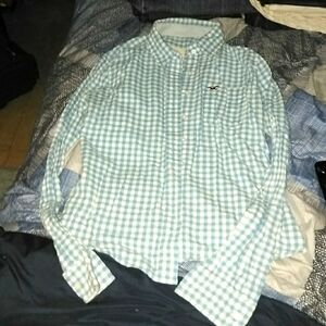 Hollister blue and white button down shirt for boy or girl